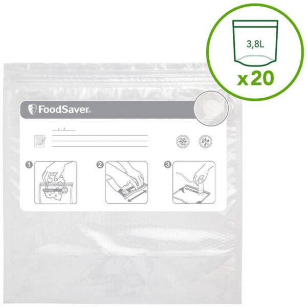 מארז שקיות ואקום עם רוכסן זיפ-לוק 3.78 ליטר FVB016X FoodSaver פוד סייבר