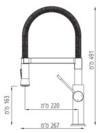ברז מטבח צינור גמיש שחור מט P3 שגיב 15540b SAGIV
