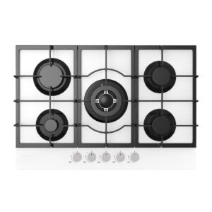 כיריים גז 5 להבות 100119/8800 זכוכית לבנה אלקטרה ELECTRA