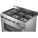 תנור משולב כיריים גז 6 להבות Delonghi דלונגי PRO966MXIL נירוסטה