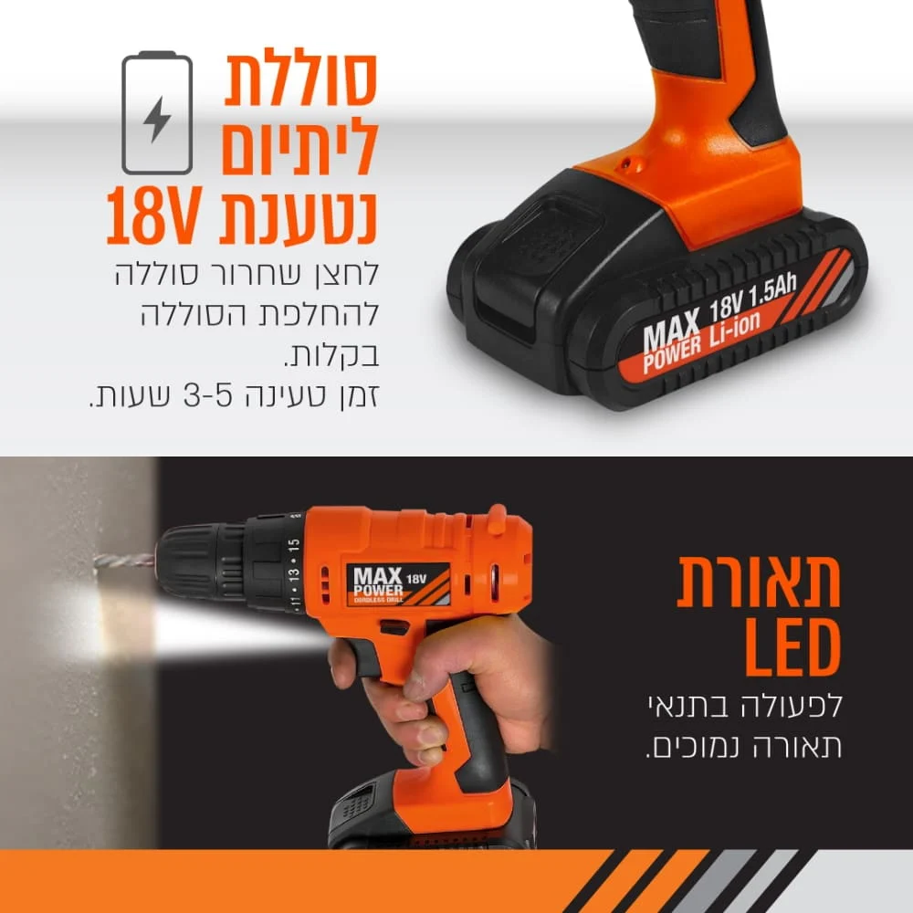 סט מברגה אימפקט נטענת 18V כולל 45 חלקים Pure Energy פיור אנרג'י מדיח כלים רחב Bosch SMV4HCX19E בוש