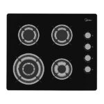 כיריים גז 4 להבות Midea מידאה 6743 60GL403B זכוכית שחורה