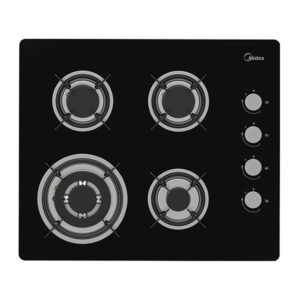 כיריים גז 4 להבות Midea מידאה 6743 60GL403B זכוכית שחורה