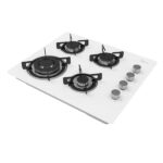 כיריים גז 4 להבות Midea מידאה 6742 60GL403 זכוכית לבנה