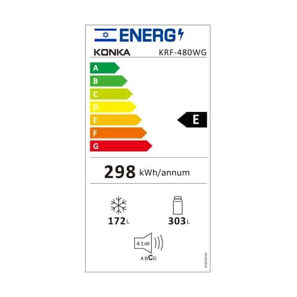 מקרר 4 דלתות 475 ליטר KONKA קונקה KRF480WG זכוכית שחורה