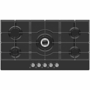 כיריים גז 5 להבות 90 ס"מ פרמיום Electra ELGQ90D27 אלקטרה גימור זכוכית שחורה 