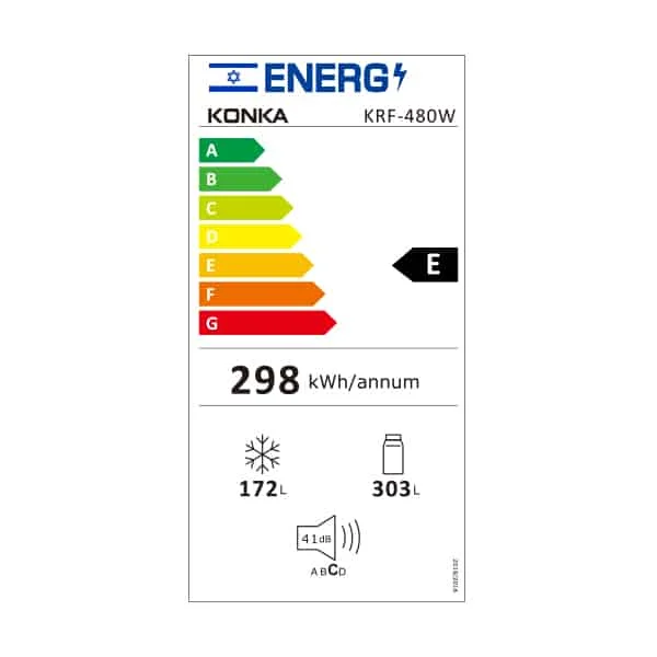 מקרר 4 דלתות 475 ליטר KONKA קונקה KRF480WG זכוכית שחורה
