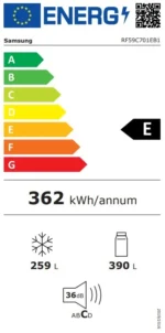 מקרר 4 דלתות 649 ליטר SAMSUNG סמסונג שחור RF59C701EB1/ ES9