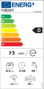 ⁦מכונת כביסה 8 ק"ג דגם FUJICOM FJ-WM8080 פוג'יקום⁩ – תמונה ⁦2⁩