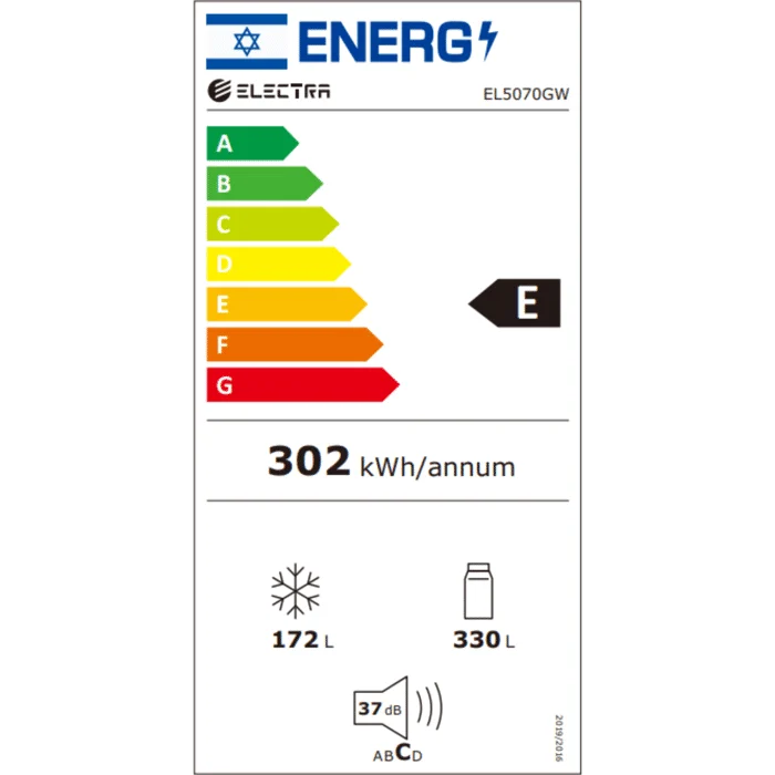 מקרר 4 דלתות קו אפס 502 ליטר Electra EL5070GW אלקטרה זכוכית לבנה