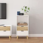 ארונית דגם אוסטין OSTIN ברוחב 48 ס"מ בגוון לבן ואלון מבית סטאר שופ STAR SHOP