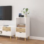 ⁦ארונית דגם אוסטין OSTIN ברוחב 48 ס"מ בגוון לבן ואלון מבית סטאר שופ STAR SHOP⁩ – תמונה ⁦2⁩