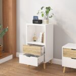 ⁦ארונית דגם אוסטין OSTIN ברוחב 48 ס"מ בגוון לבן ואלון מבית סטאר שופ STAR SHOP⁩ – תמונה ⁦3⁩