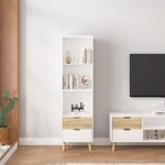 ⁦ארונית דגם דנוור DENVER ברוחב 48 סמ בגוון לבן ואלון מבית סטאר שופ STAR SHOP⁩ – תמונה ⁦3⁩