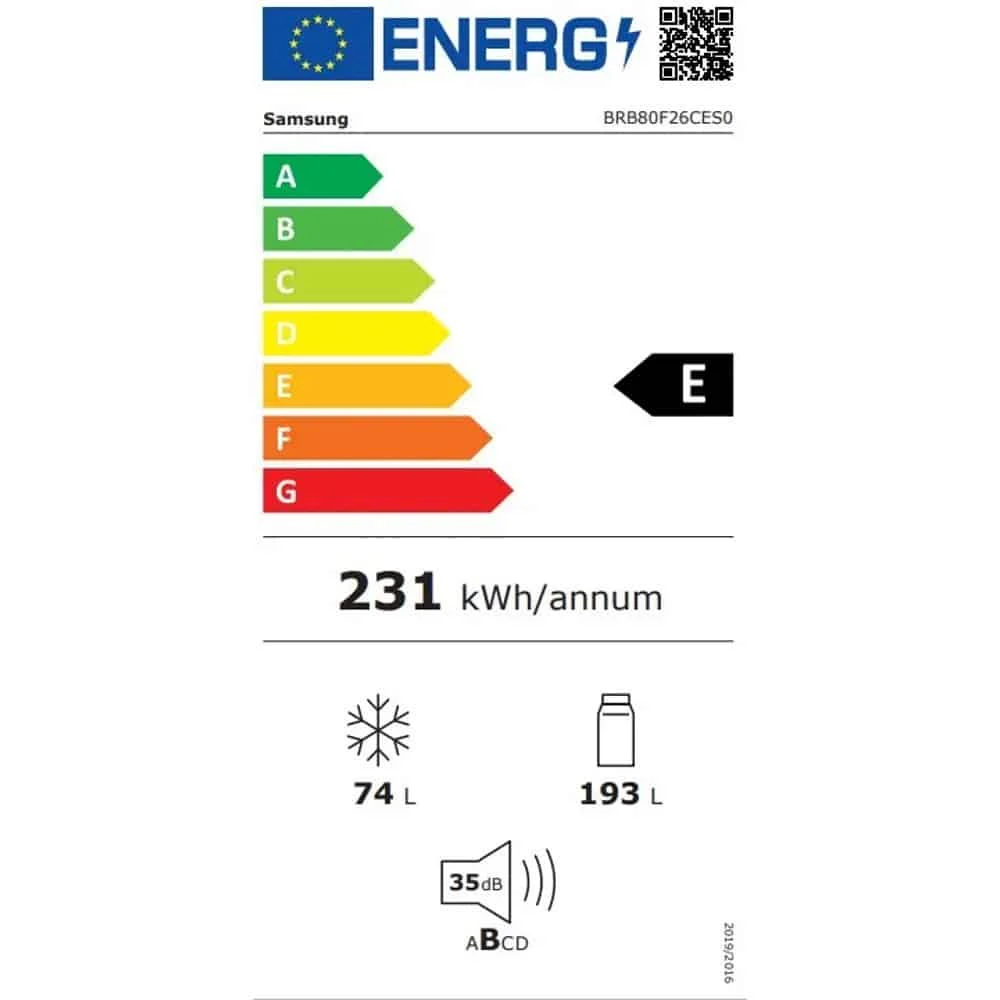 מקרר אינטגרלי מקפיא תחתון 267 ליטר Samsung סמסונג BRB80F26