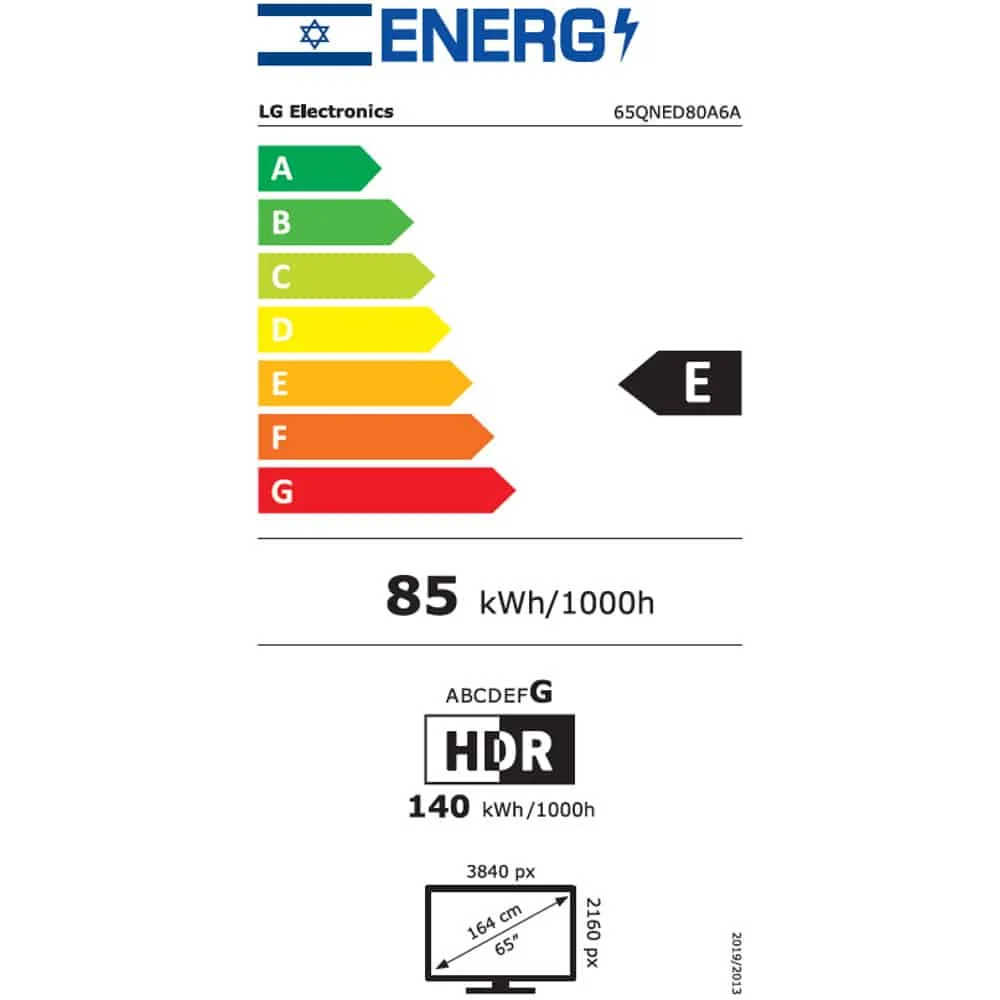 טלוויזיה חכמה 65" LG 4K QNED אל ג'י 65QNED80A6A