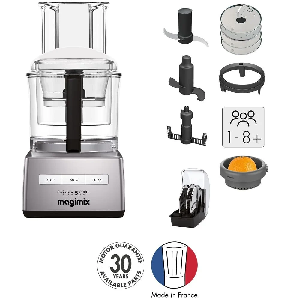 מעבד מזון מקצועי כולל אביזרים Magimix מג'ימיקס CS5200JCMXL Premium כרום מט