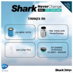 ⁦מסנן ומטהר אוויר כולל שלט רחוק Shark שארק MAX NeverChange HP303⁩ – תמונה ⁦5⁩