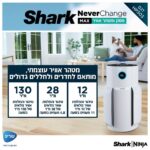⁦מסנן ומטהר אוויר כולל שלט רחוק Shark שארק MAX NeverChange HP303⁩ – תמונה ⁦6⁩
