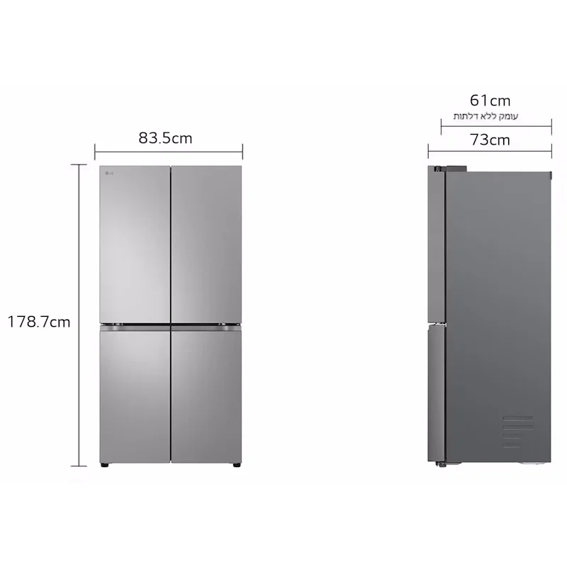 מקרר 4 דלתות LG אל ג'י GR-B628BE