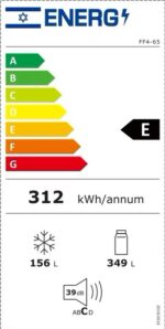 ⁦מקרר 4 דלתות קו אפס 505 ליטר General ג'נרל FF465GB זכוכית שחורה⁩ – תמונה ⁦4⁩