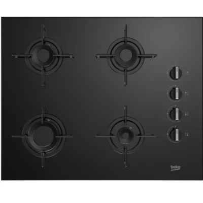 כיריים גז זכוכית שחורה 4 להבות Beko בקו K6510IL