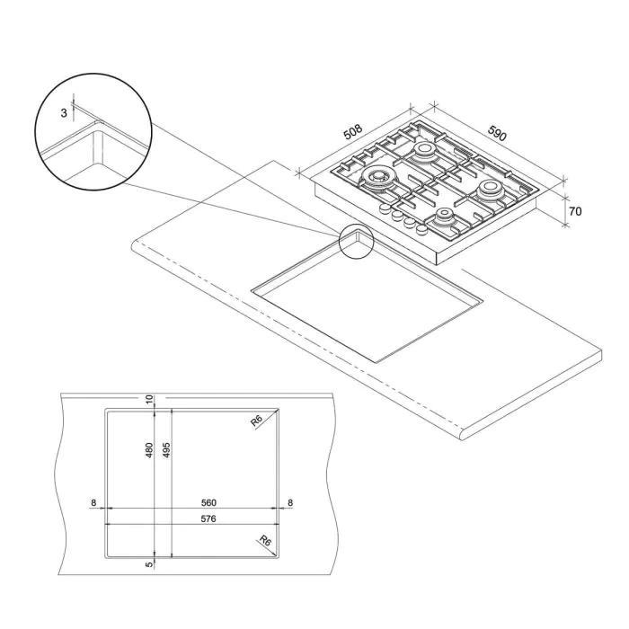 כיריים גז 4 להבות פרטלי FRATELLI FRS-604S100N – תמונה 2